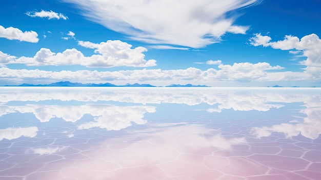 Los planos de sal de Uyuni Bolivia espejo como superficie surrealista creado con tecnología de IA generativa