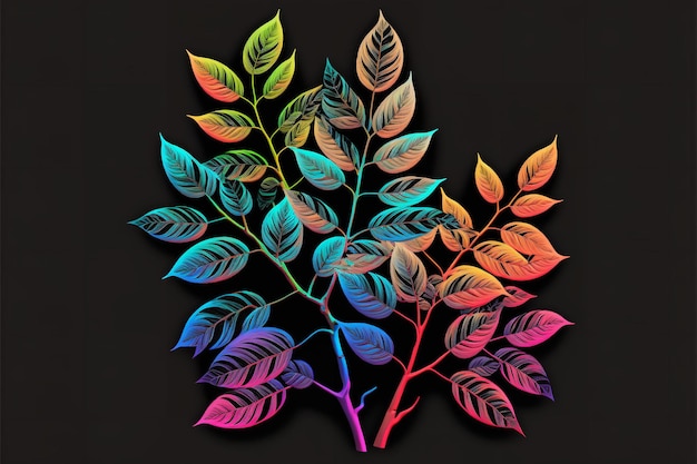 Planta abstrata com folhas em cores diferentes Generative AI