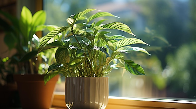 Planta en el alféizar de la ventana