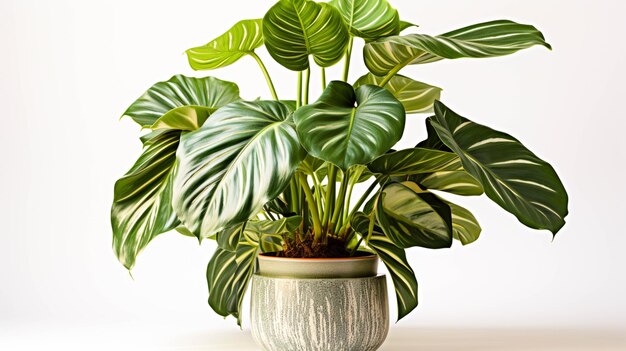 Planta Alocasia Zebrina em um vaso em fundo branco