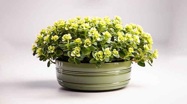 Planta de Alyssum en una maceta sobre fondo blanco.