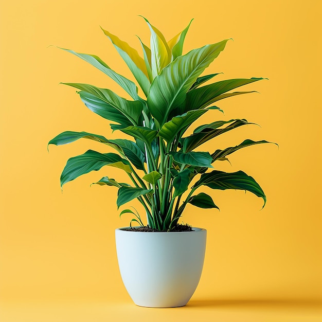 Foto planta de la araña chlorophytum comosum en una olla blanca