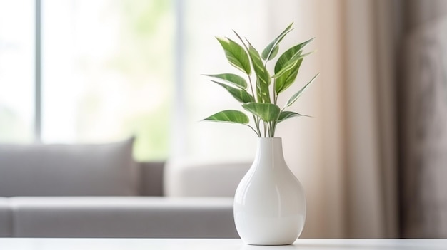planta blanca en un pequeño jarrón en la sala de estar