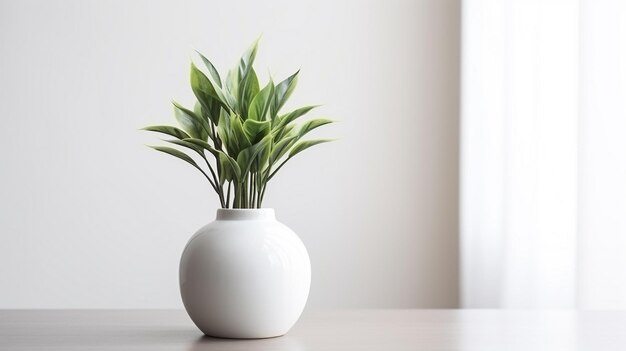 planta blanca en un pequeño jarrón en la sala de estar