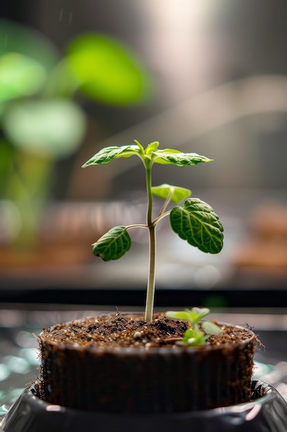 la planta brota sin suelo en aerogarden vertical