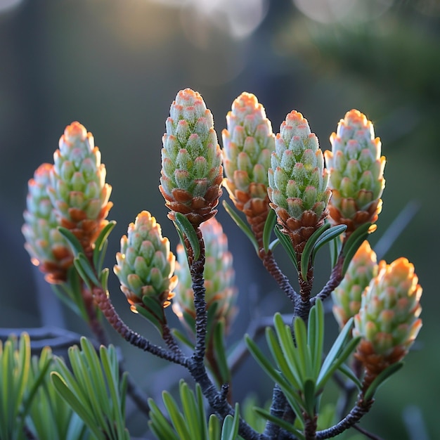 una planta con brotes que están floreciendo en la primavera