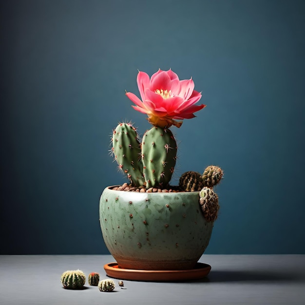 Planta de cactus en el estudio de naturaleza muerta