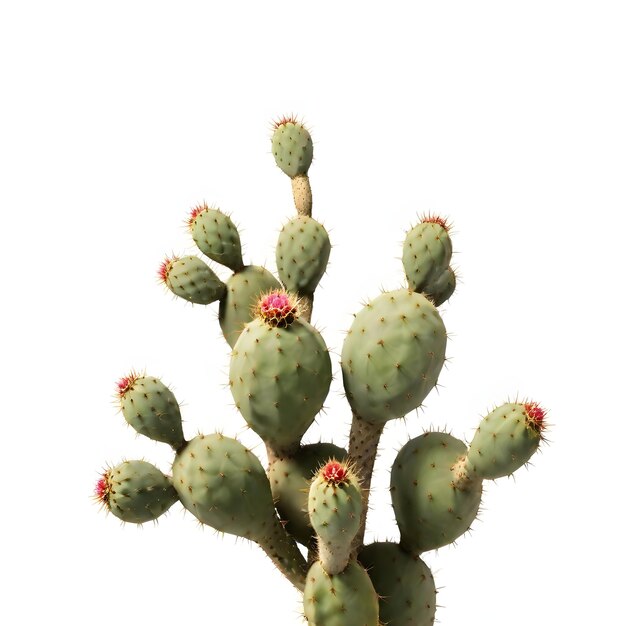 Una planta de cactus con flores rojas y un fondo blanco