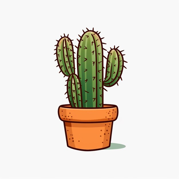 Planta de cactus en una maceta con un ai generativo de fondo blanco