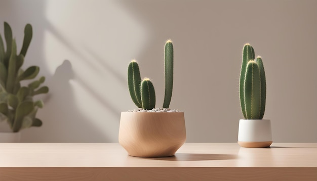 una planta de cactus en una mesa en una habitación