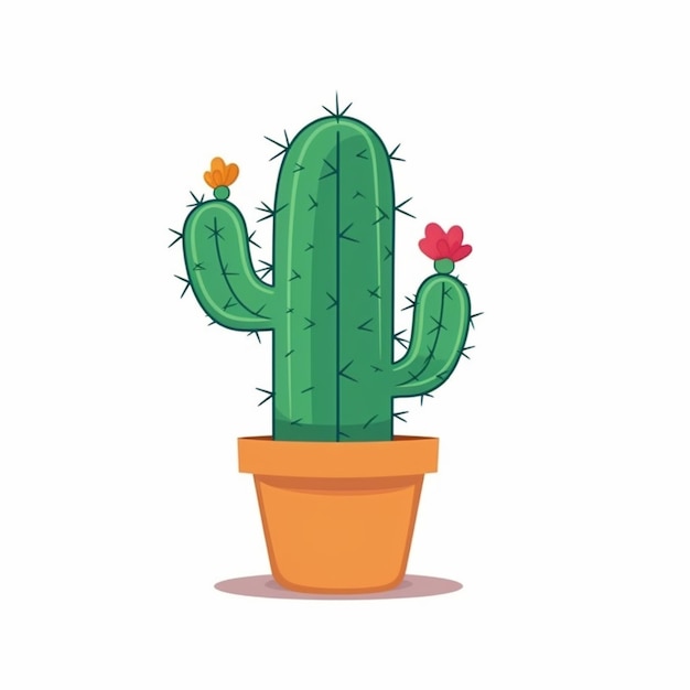 Planta de cactus en una olla con una flor en la parte superior generativa ai