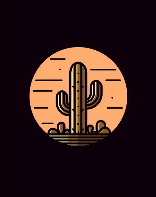 una planta de cactus con un sol en el fondo generativo ai