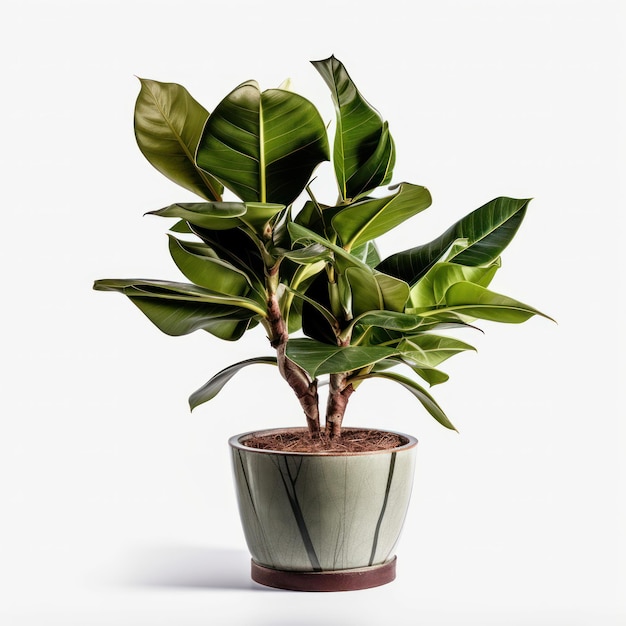 Foto planta de caucho ficus elastica foto de estudio aislada sobre fondo claro ai generativa