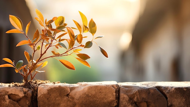 Planta crescendo a partir de pedra com sede de conceito de vida