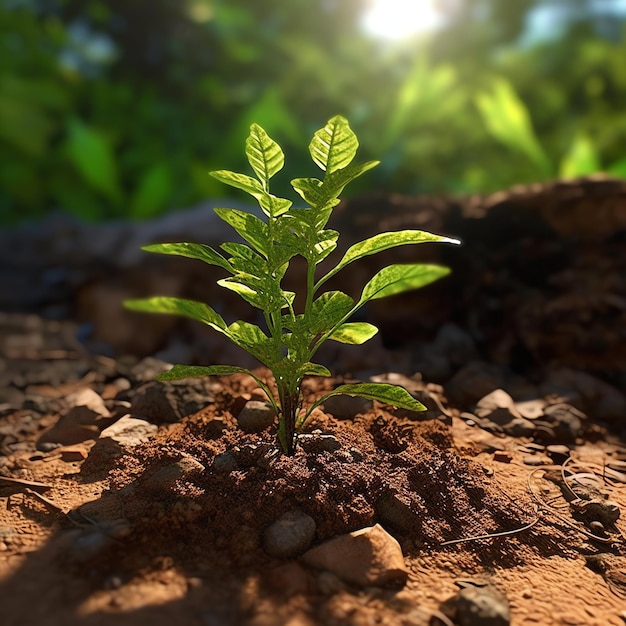 Foto planta crescendo em terras agrícolas ou florestas com luz solar durante o dia planta está crescendo dia mundial da terra