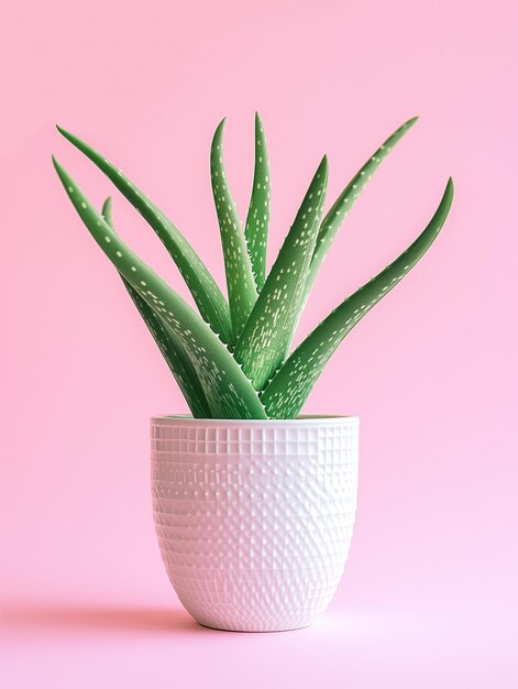 Planta de aloe vera em pote Fotografia de estúdio em fundo de cor sólida isolado Fotografia de perfil de planta de flor em casa Ilustração gerada por Ai Imagem de aplicativo botânico