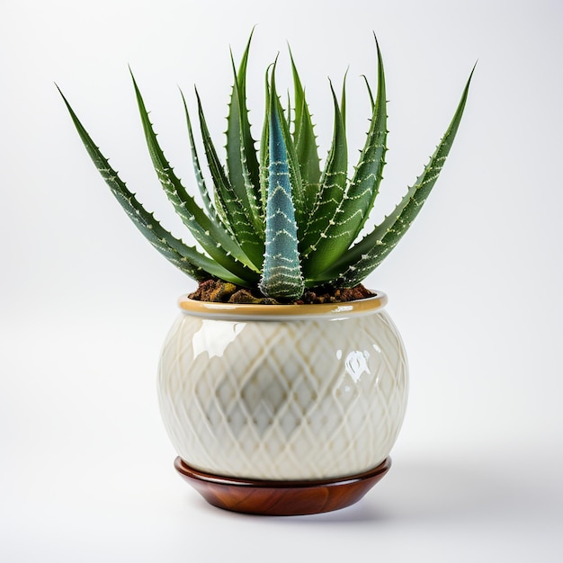 Planta de Aloe Vera isolada em um ambiente interno comum