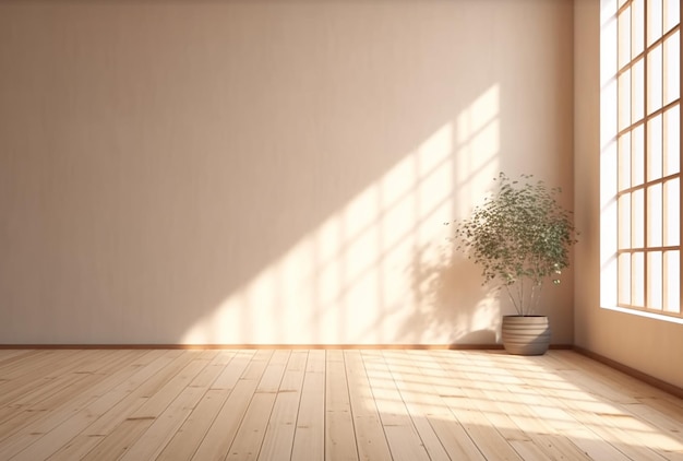 Planta de ambiente sereno criando um fundo de sala de estar tranquilo com 2ª parede e piso