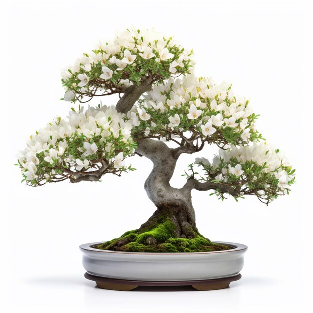 Foto planta de árvore bonsai japonesa em vaso imagem fundo branco ai arte gerada