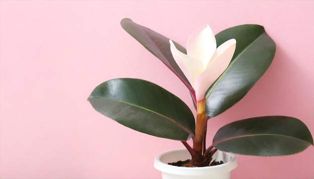 Foto planta de borracha em rosa