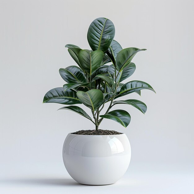 Planta de borracha Ficus elastica em pote branco