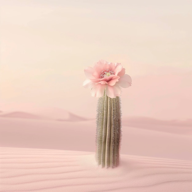 Planta de cacto com uma flor rosa em um deserto