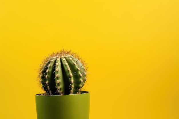 Planta de cacto em fundo amarelo com muito espaço de cópia