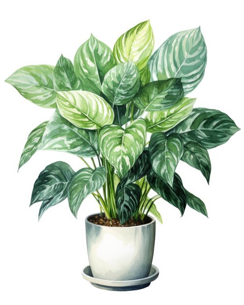 Planta de casa em vaso aquarela isolada em fundo branco