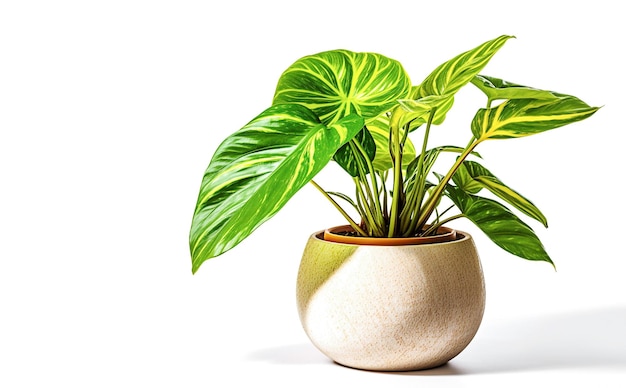 Planta de casa Philodendron generativa AI em vaso de concreto em branco