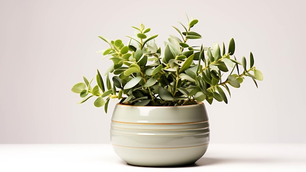 Planta de eucalipto em um vaso em fundo branco