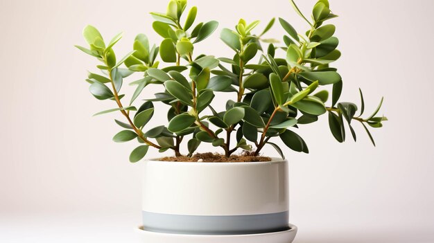 Planta de eucalipto em um vaso em fundo branco