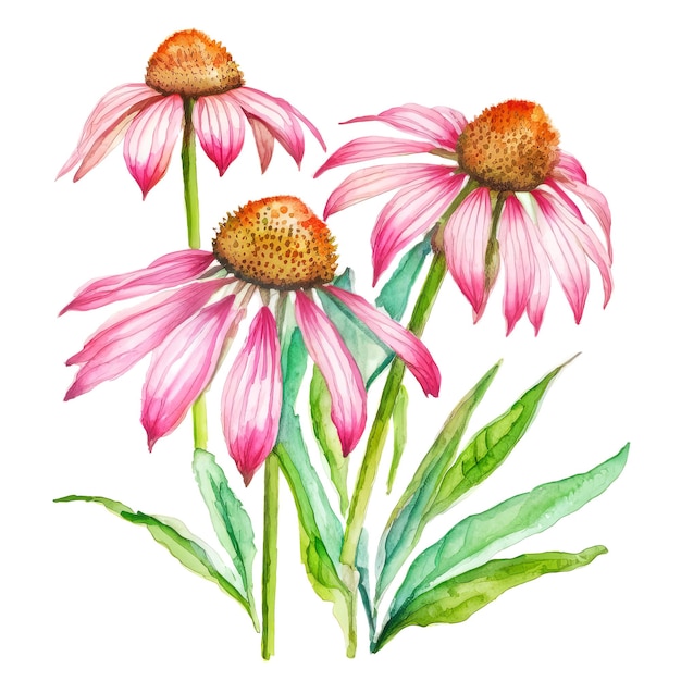 Planta de fitoterapia echinacea isolada no fundo branco ge