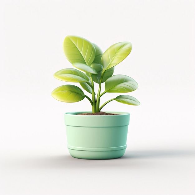 Planta de flor em vaso renderização 3D linda planta de casa