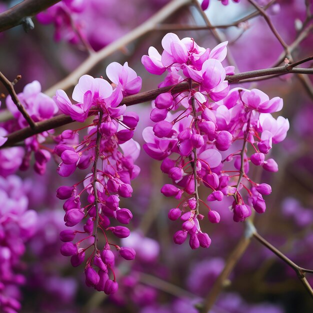 Planta de flores violeta Cercis Siliquastrum