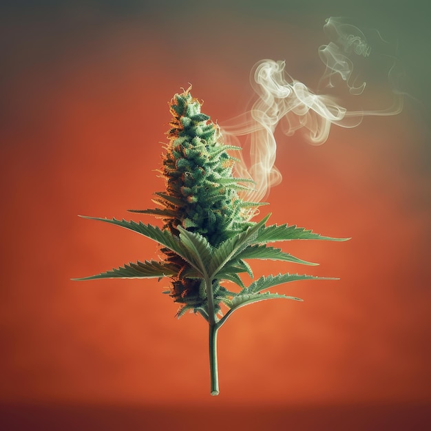 Planta de maconha emitindo fumaça