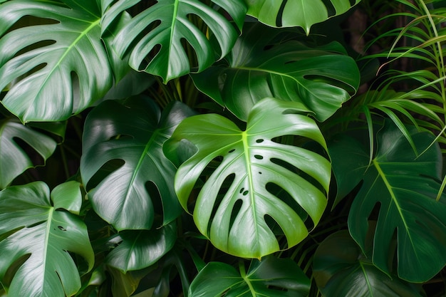 Planta de Monstera em cama ao ar livre Inteligência Artificial Gerativa