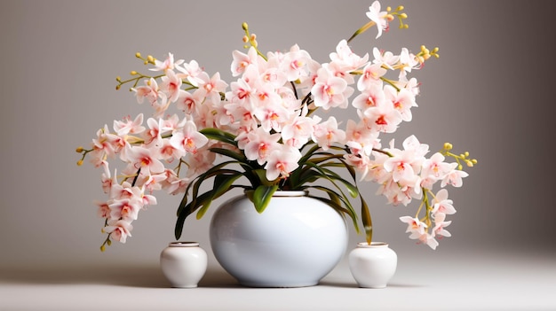 Planta de orquídeas Aerangis em um vaso em fundo branco