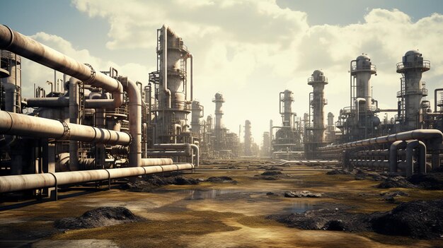 planta de processamento de petróleo e gás no deserto