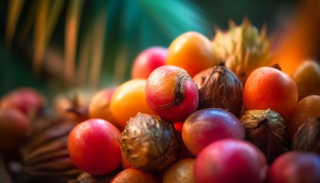 Planta de tomate orgânico madura para colheita na estação fresca do outono gerada por inteligência artificial