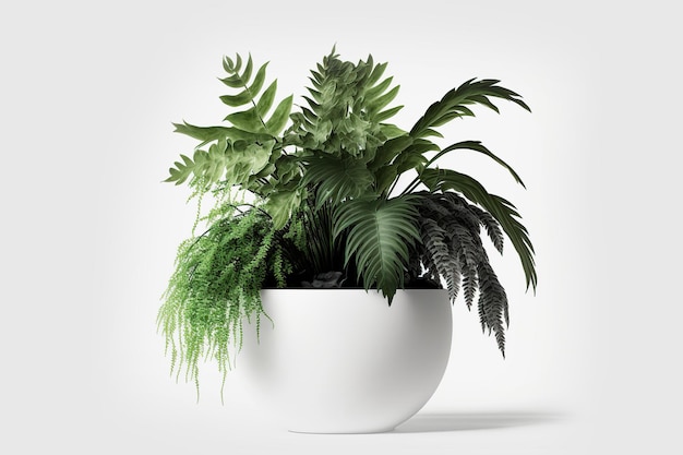 Planta decorativa interior aislada sobre fondo blanco Ilustración generativa de IA