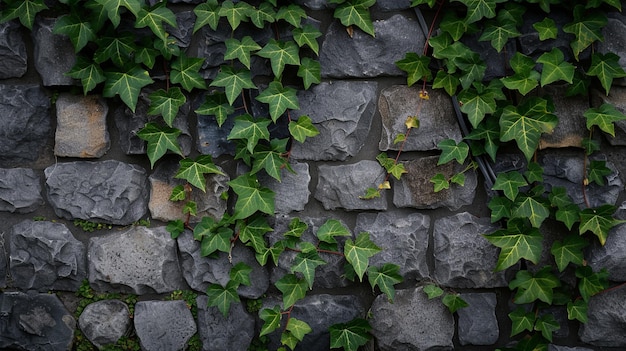 Foto la planta deja la flora de la rama en la vieja pared del jardín grunge concepto de fondo