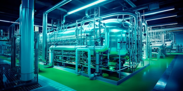 Foto planta desalinizadora impulsada por hidrógeno verde que combina producción de agua limpia y energía renovable ia generativa