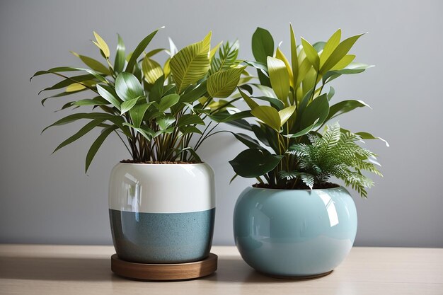 Planta doméstica em variedade de decoração de vasos