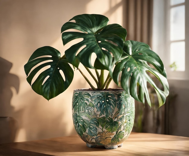 Planta doméstica Monstera en la olla