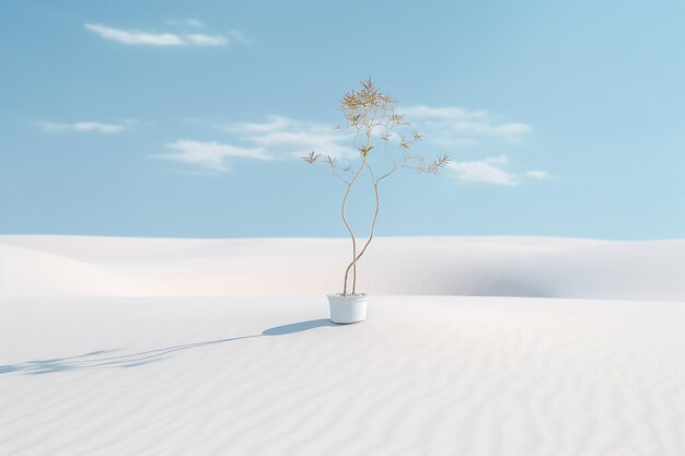 Una planta en una duna de arena blanca