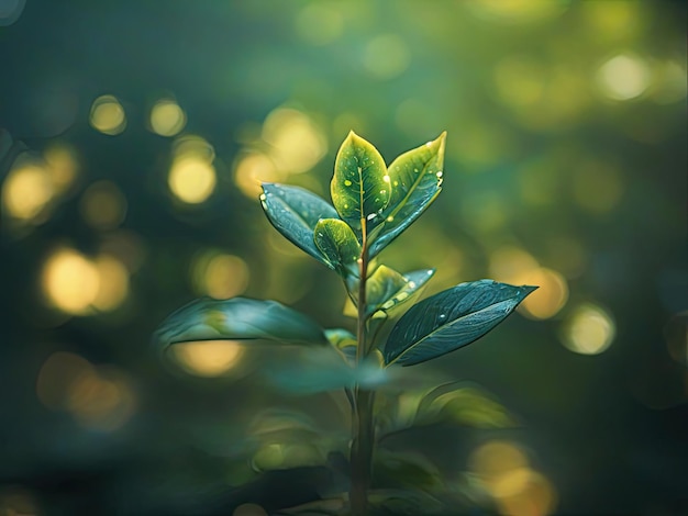 planta con efecto bokeh generativo ai