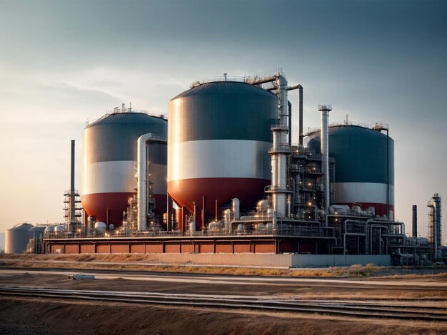 planta de energía de petróleo y gas refinería con instalaciones de tanques de almacenamiento para la producción de petróleo o petroquímica
