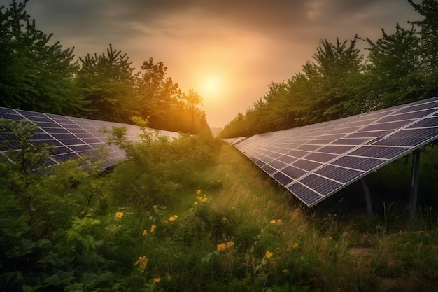 Foto planta de energía solar ia generativa