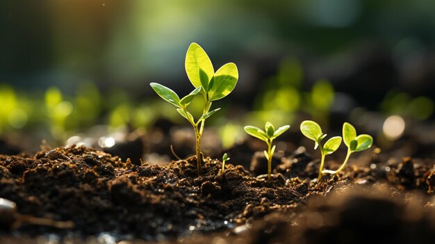 Una planta está creciendo en el suelo