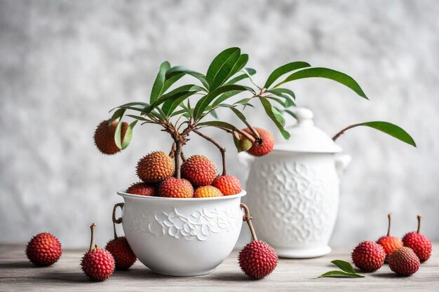 una planta está en un cuenco blanco con una planta en él